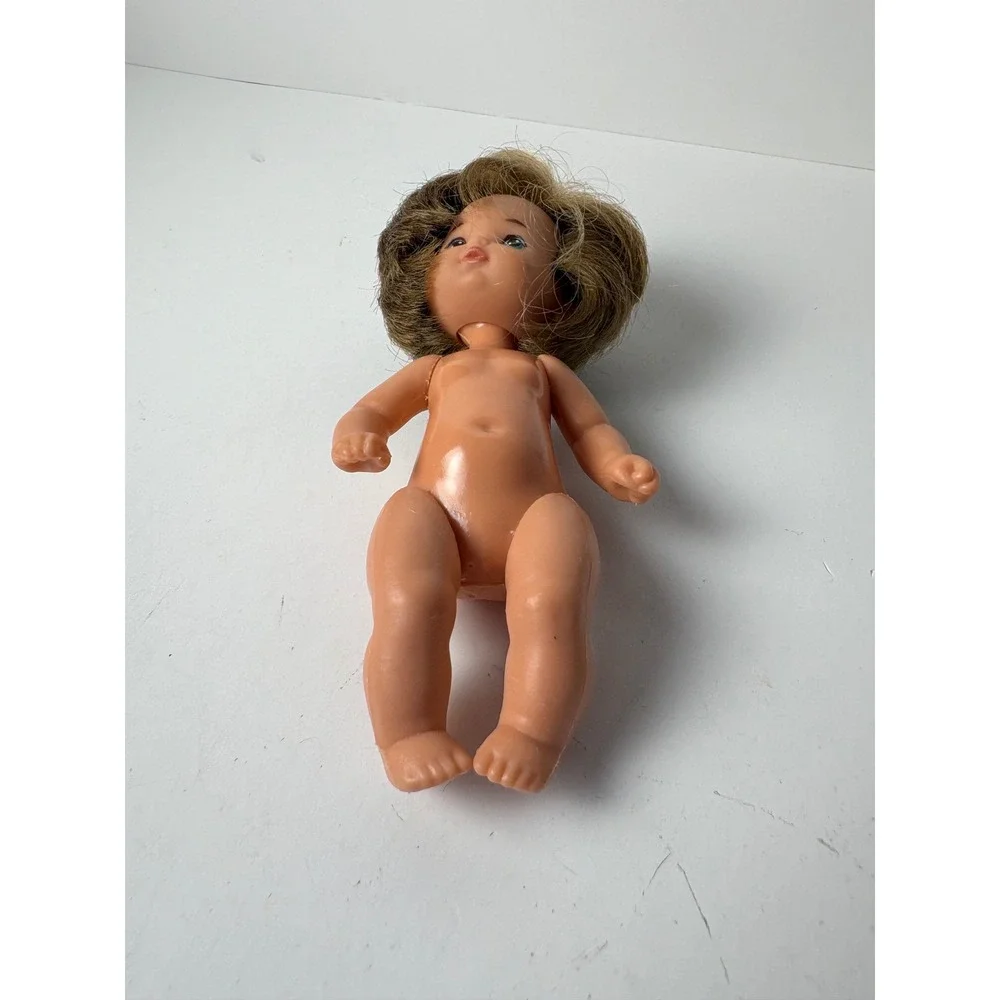 Vintage 1976 Mattel Small Vinyl Doll 5 Inch Teal Eyes Blonde Hair Retro Toy